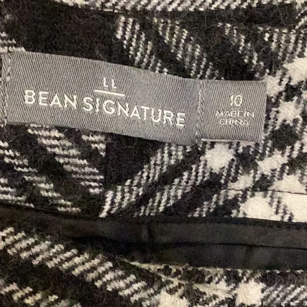 L.L. Bean black and cream plaid 100% Wool flare signature trousers size 10 - Picture 7 of 12